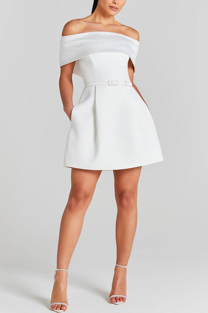 Off Shoulder Belted Dress with Relaxed Fit | noémi