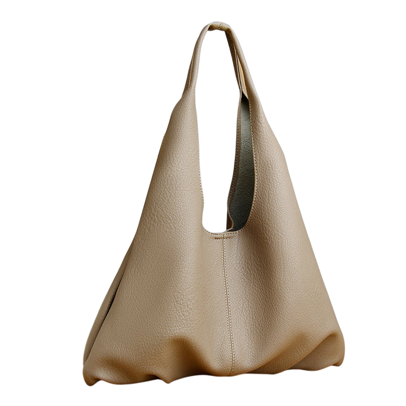 Soft Faux-Leather Shoulder Tote Bag – Large-Capacity Office Carryall, Brown | noémi