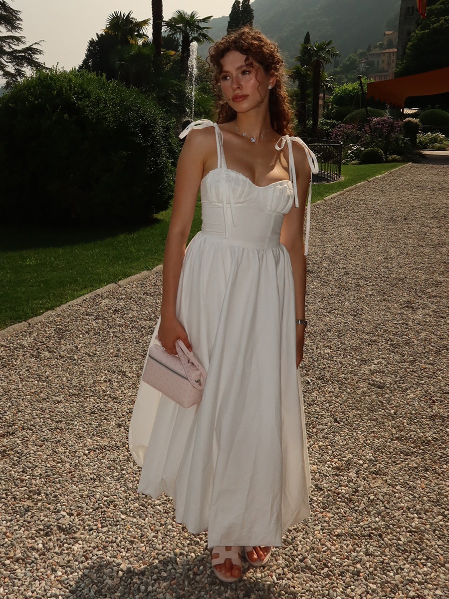 Womens Cotton Sling Balloon Dress with Slim Waist Bubble Hem | noémi