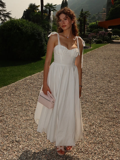 Womens Cotton Sling Balloon Dress with Slim Waist Bubble Hem | noémi