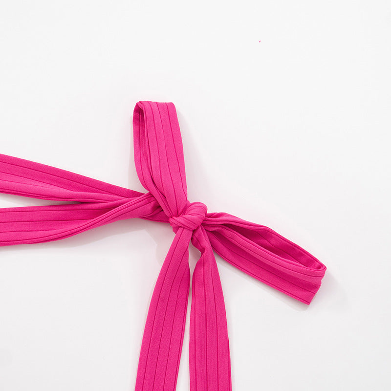 Bow Halter Neck Ribbed Tank Top | Backless Crop | noémi