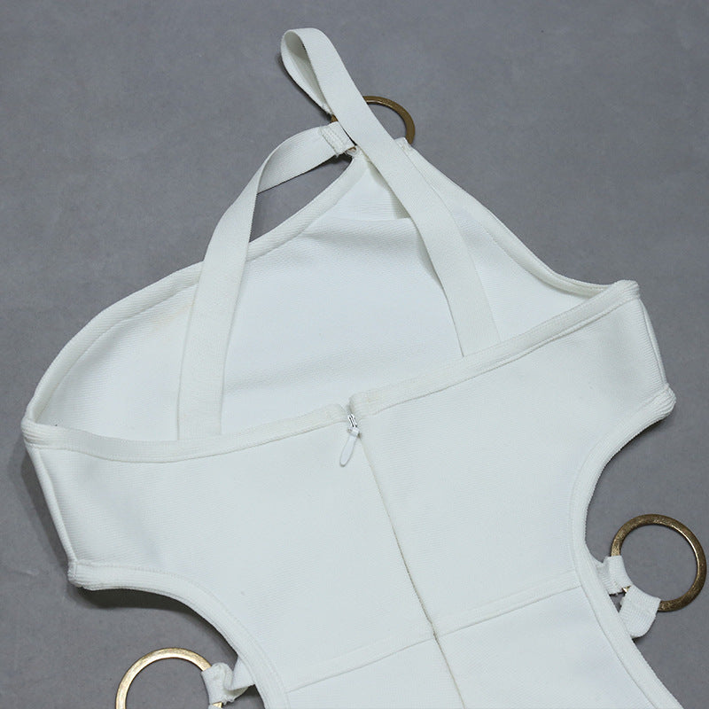 White One Shoulder Cutout Dress with Side Slit | Long Fitted Design for Women | noémi