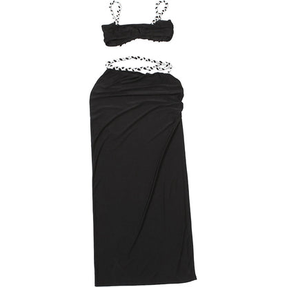 Two Piece Skirt Set | Ruffle Trim Camisole High Slit Maxi Skirt | noémi