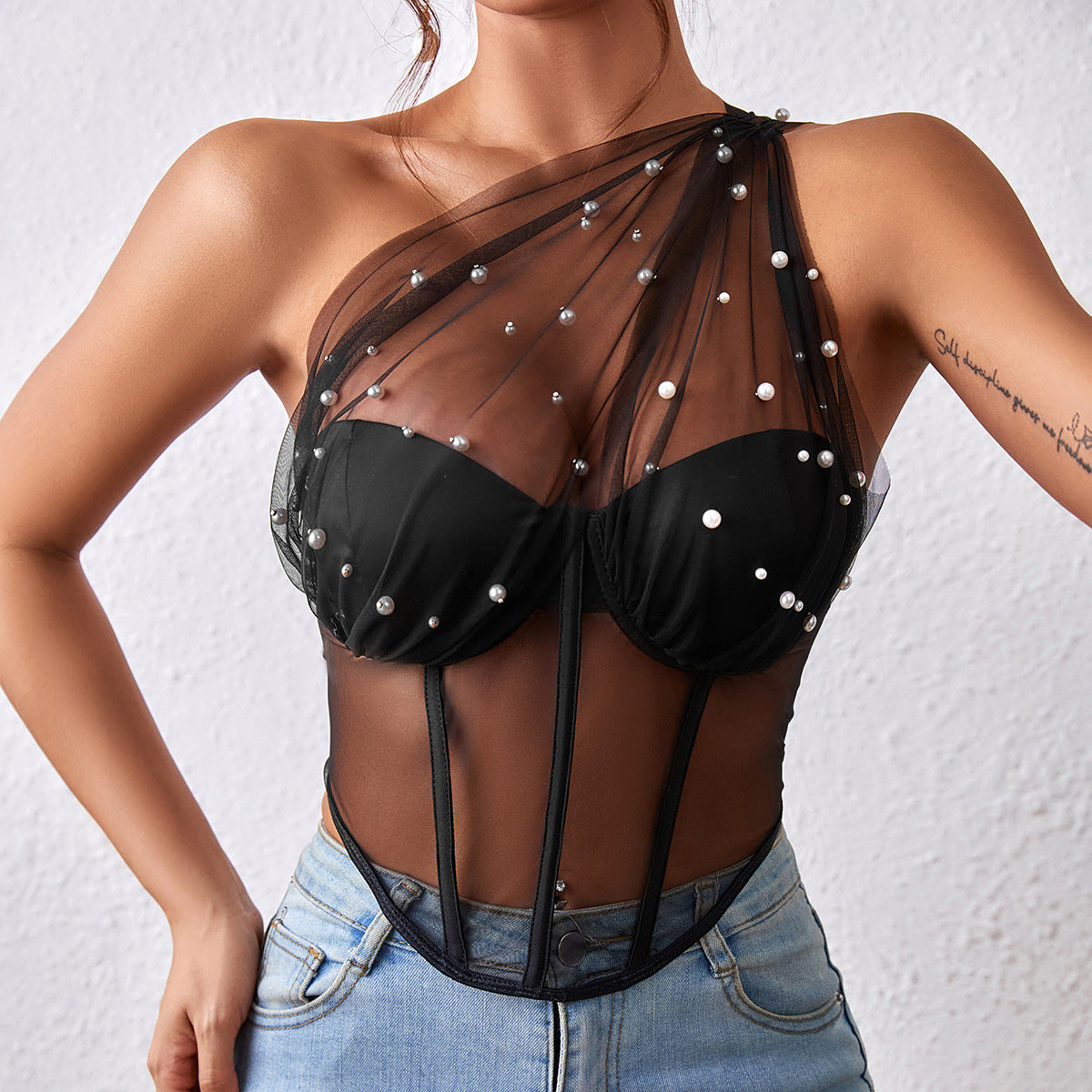Corset Top with Boning | Slim Waist Rhombus Design, Steel Ring Support | noémi