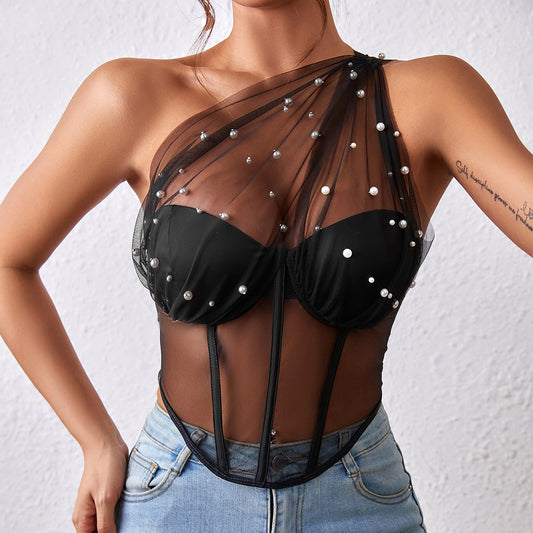 Corset Top with Boning | Slim Waist Rhombus Design, Steel Ring Support | noémi