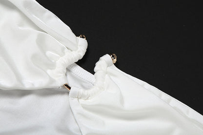 White Cutout Tube Dress | Scarf Collar, High-Slit, Slim Fit Summer Gown | noémi