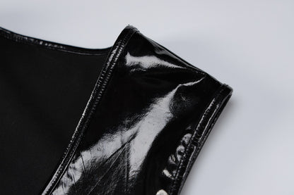 Deep VFaux Leather Sheath Dress Sleeveless Bodycon for Women | noémi