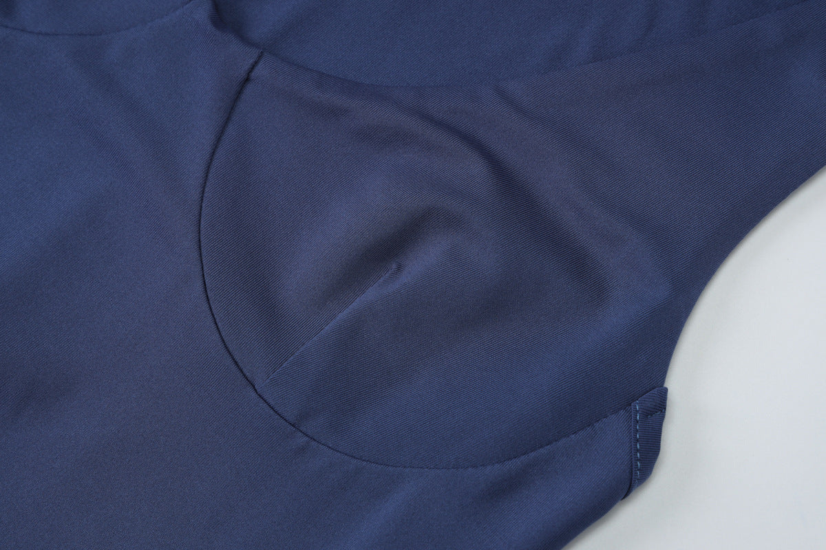 Women U Neck Sleeveless Pleated Slim Fit Sheath Dress Solid Color | noémi