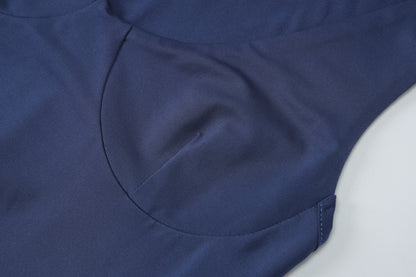 Women U Neck Sleeveless Pleated Slim Fit Sheath Dress Solid Color | noémi