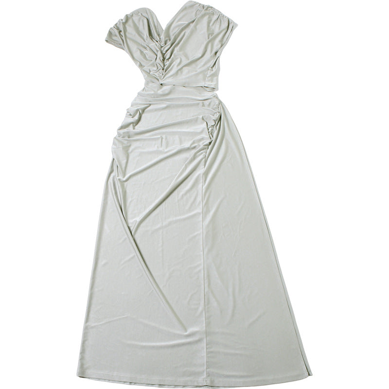 Womens Slim Fit Cropped Split Sheath Dress in Solid Color | noémi