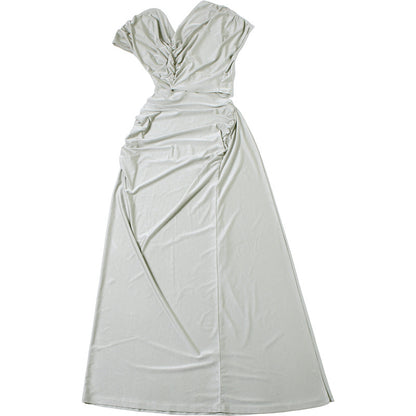 Womens Slim Fit Cropped Split Sheath Dress in Solid Color | noémi