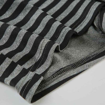 Striped Halter Two Piece Lounge Set | Slim Fit Strap Crop Top Drawstring Shorts | noémi