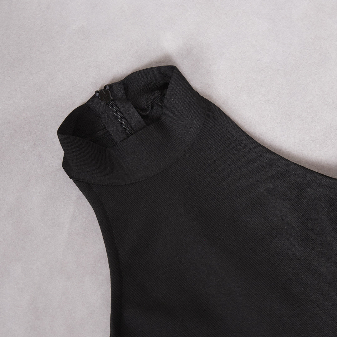 Womens Black Ruffled Mesh Dress | noémi