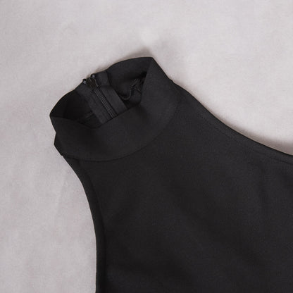 Womens Black Ruffled Mesh Dress | noémi