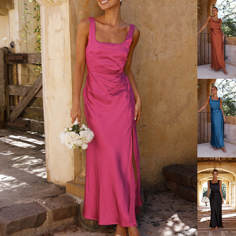 Womens Spaghetti Strap Split Hem Dress | Sleeveless Midi Dress | noémi