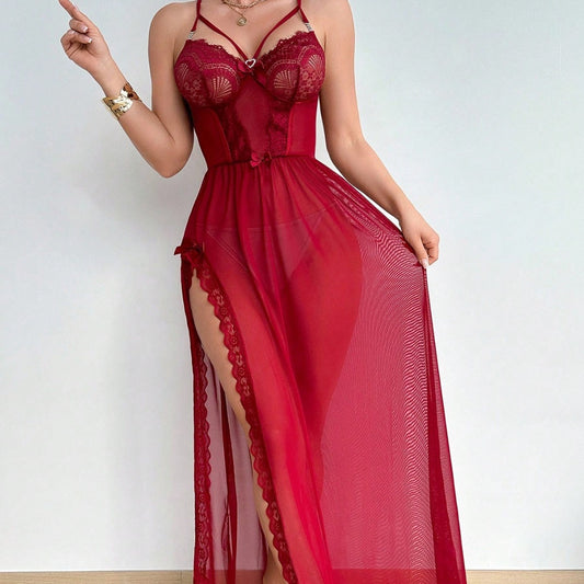 Womens Lace Cutout Mesh Jumpsuit Lingerie with See Through Design | noémi