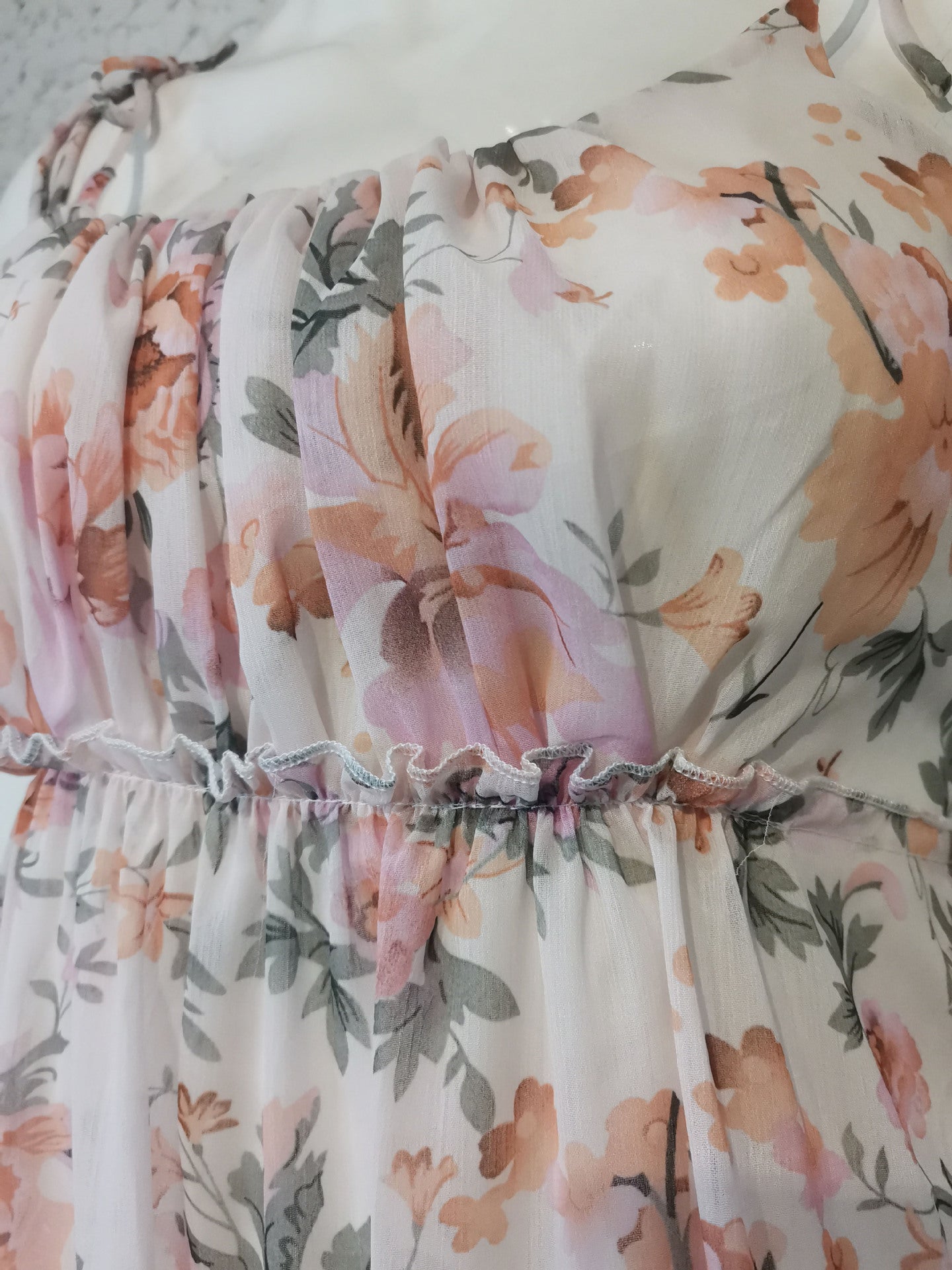 Womens Printed Chiffon Midi Dress with Adjustable Straps | noémi