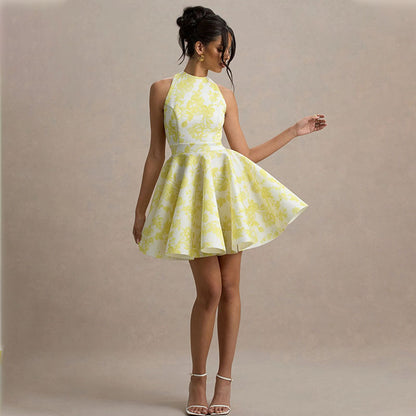 Sleeveless Backless Mini Dress with Graphic Print | noémi