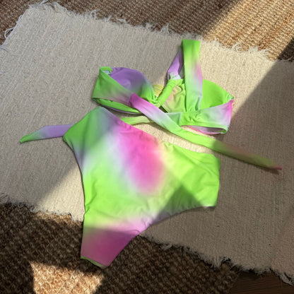 Gradient Print Corsage High Waist Split Bikini Swimwear for Women | noémi