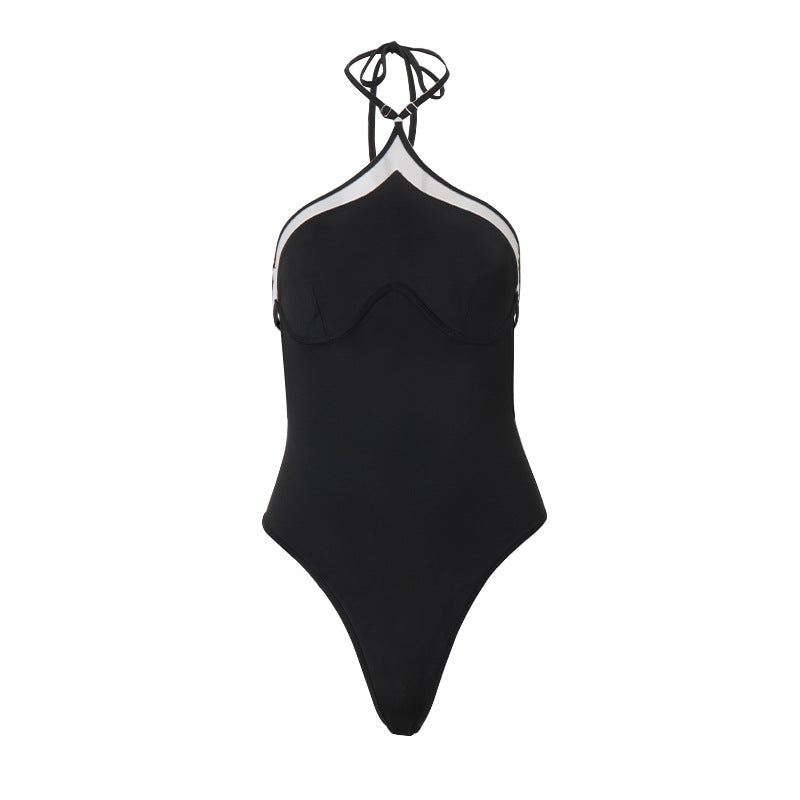 Strappy Bodysuit in Black | Cutout Halter One Piece | noémi