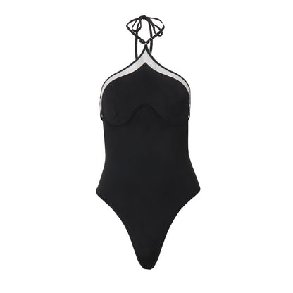 Strappy Bodysuit in Black | Cutout Halter One Piece | noémi