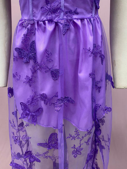 Sleeveless Spaghetti Straps 3D Floral | High Slit Maxi Gown | noémi