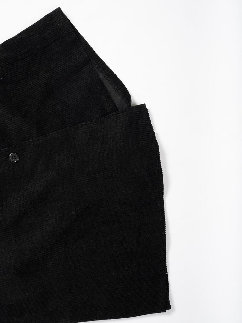 High Waisted Corduroy Skort | Black Wrap Mini with Button Detail | noémi