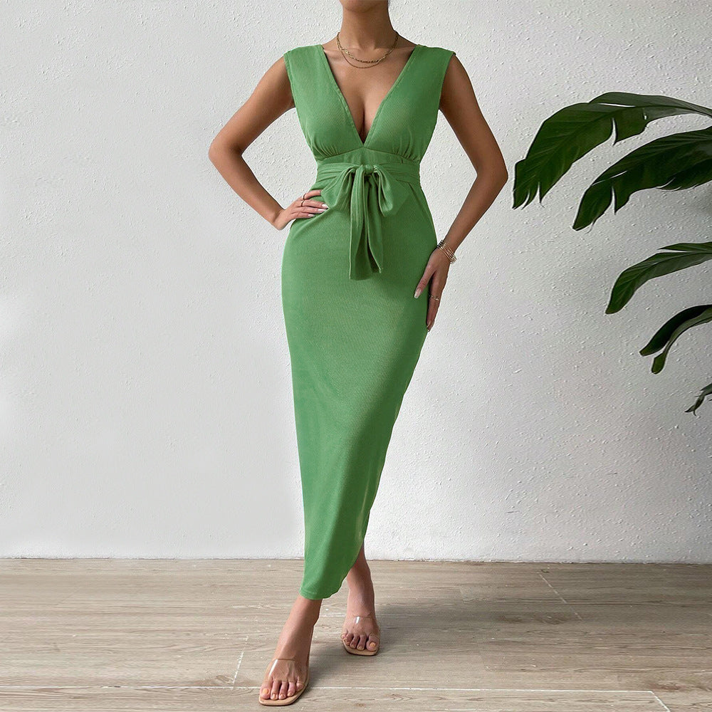 Backless Ruched Halter Maxi Dress | Sage Green | noémi