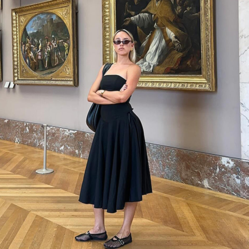 Womens Tube Top A Line Dress with Backless Design Waist Trimming | noémi