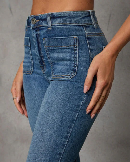 Women’s HighWaist Skinny Slimming Denim Jeans with Frayed Hem | noémi