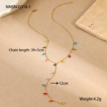 Tassel Y Necklace for Women | 18K Gold Plated, Waterproof Stainless Steel, Dainty Layered Jewelry | noémi