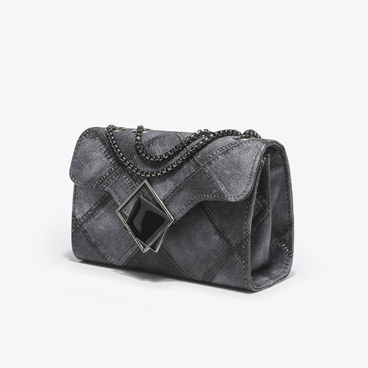 Ink-Gradient Square Chain Bag – Rhombus-Embossed Mini Cross-Body, Multicolour | noémi