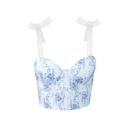 Backless Cotton Corset Vest with Boning and Adjustable Spaghetti Straps | noémi