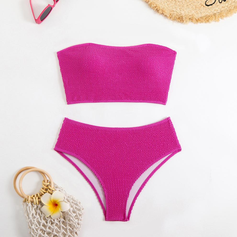 Women’s Textured Tube Top Bikini Set | Strapless HighWaist Swimsuit | noémi