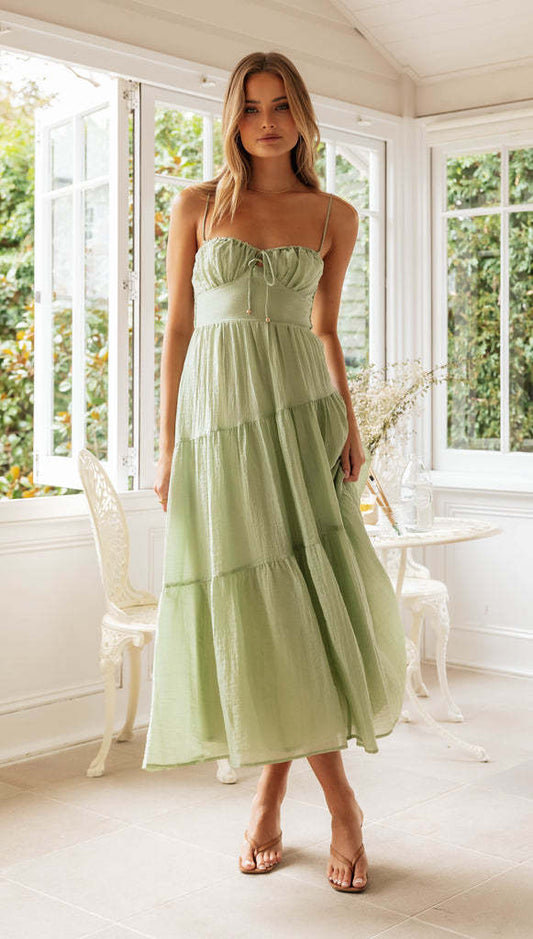 Tiered Midi Sundress | Smocked Bodice, Adjustable Straps | noémi