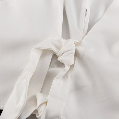 White Halter Crop Top & Pleated Maxi Skirt | Two Piece Set, Backless, Tie Back | noémi