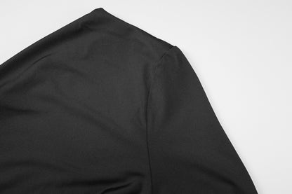 One Shoulder Black Maxi Dress with High Slit | noémi