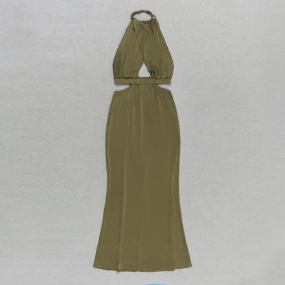 Halter Neck Ruffled Maxi Dress | Slim Fit Dress | noémi