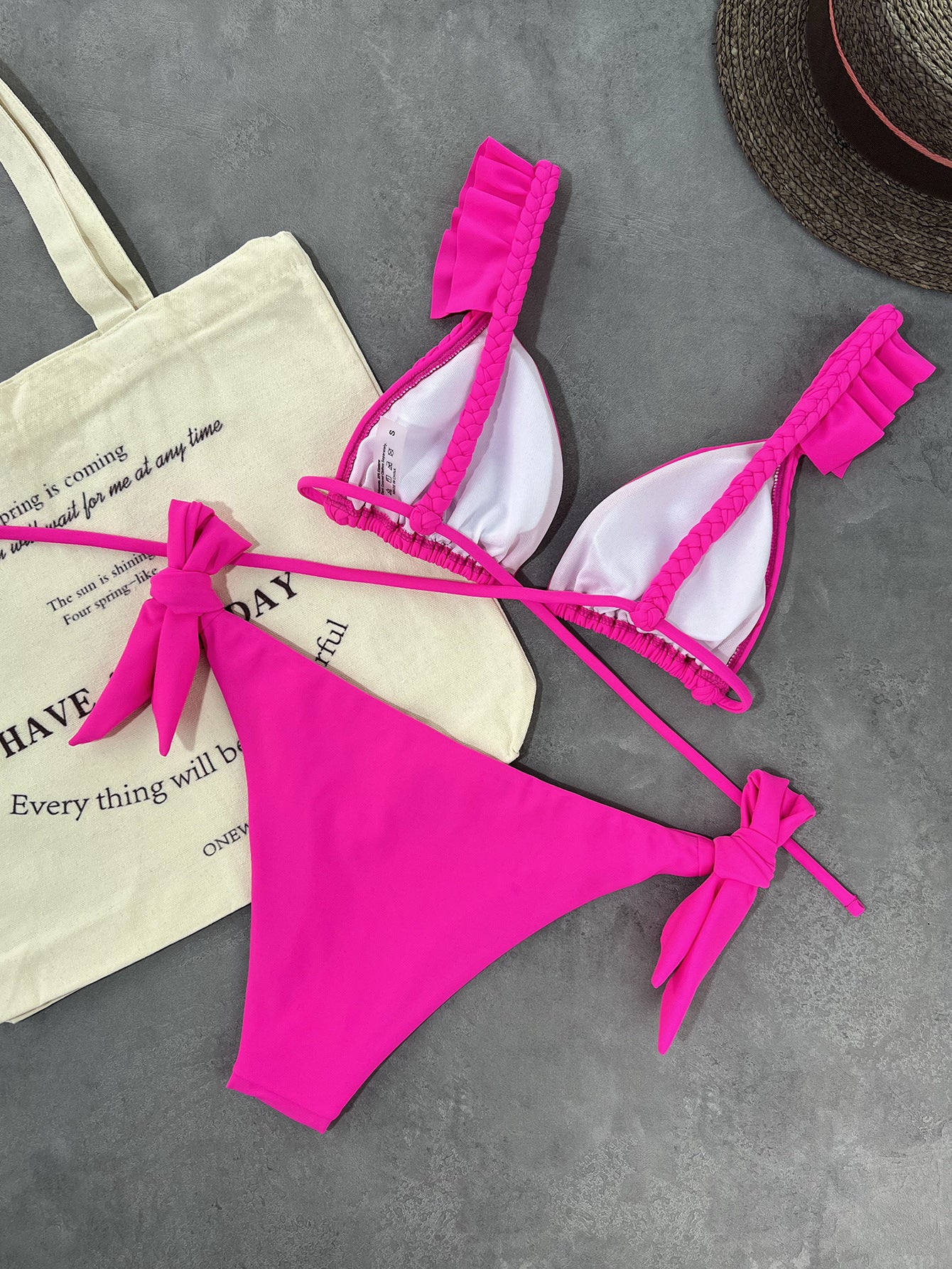 Twist Braid Rope Bikini with Wooden Bead Lace Up Design for Women | noémi