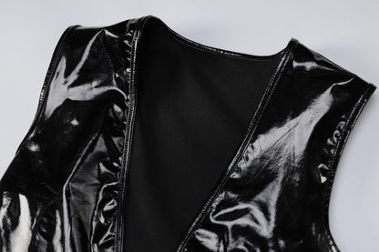 Deep VFaux Leather Sheath Dress Sleeveless Bodycon for Women | noémi