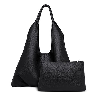 Soft Faux-Leather Shoulder Tote Bag – Large-Capacity Office Carryall, Brown | noémi