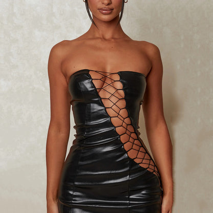 Womens Strapless Dress | Lace Up Waist Bodycon Fit Mini | noémi