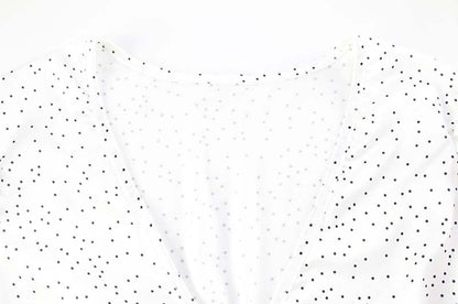 Polka Dot Satin Fishtail Skirt & V Neck Short Top Two Piece Set | noémi