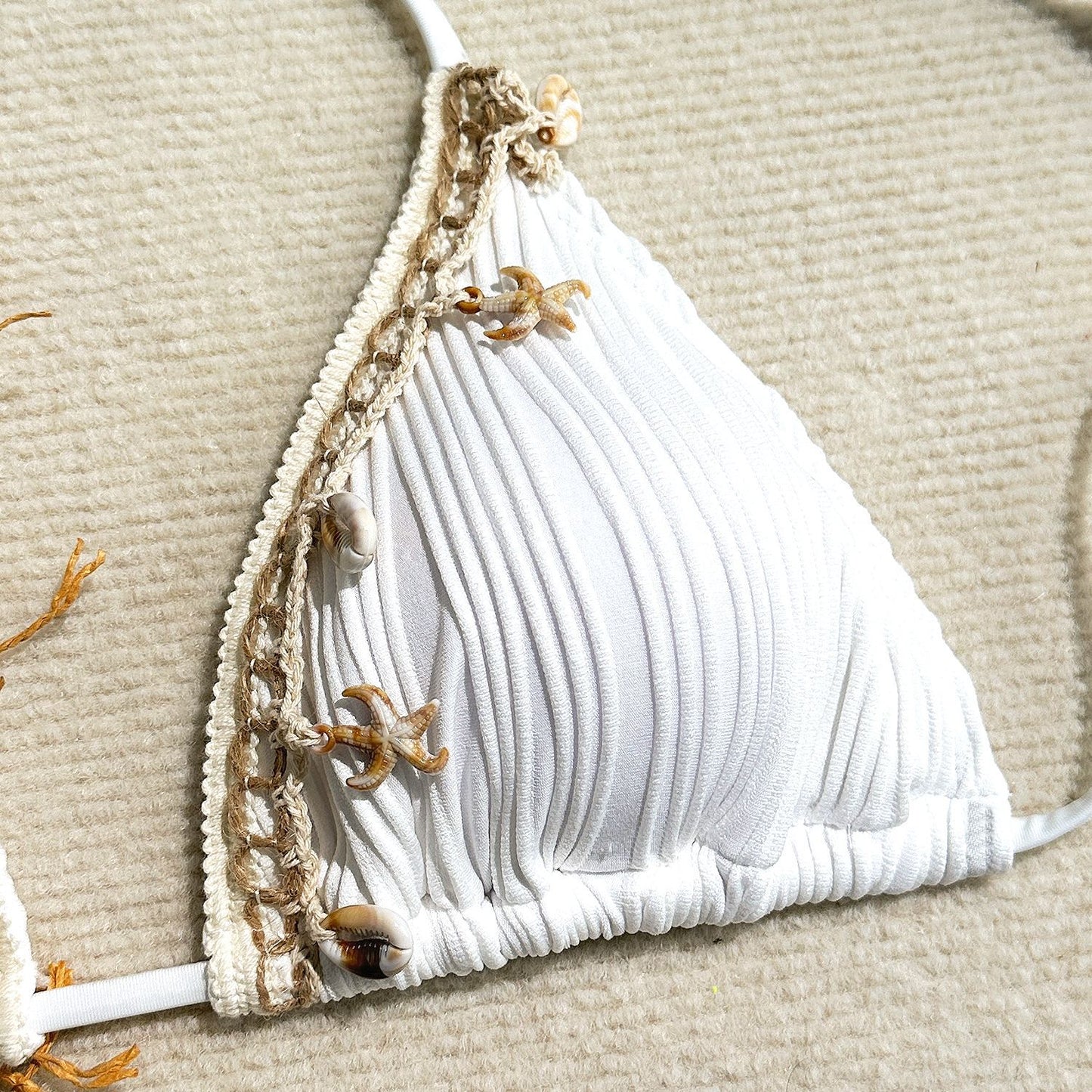 Three Piece Bikini Set with Starfish Tassel Yarn Skirt | noémi