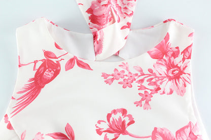 Sleeveless Backless Mini Dress with Graphic Print | noémi