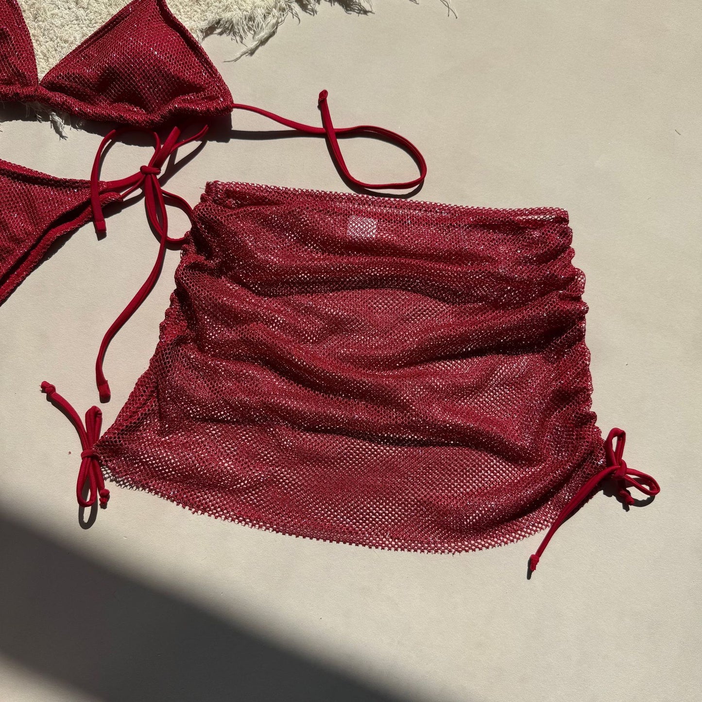 Lace Up Three Piece Split Bikini Swimsuit in Solid Color | noémi