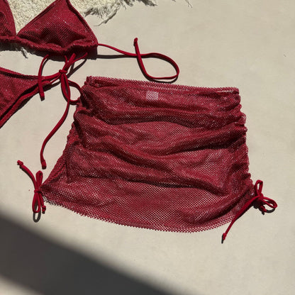 Lace Up Three Piece Split Bikini Swimsuit in Solid Color | noémi