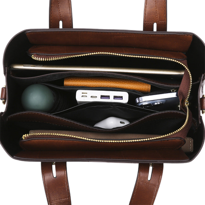 Burgundy Patchwork Leather Tote Bag – Large Office Shoulder Bag | noémi