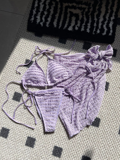 Womens Three Piece Swimwear Set | Bikini Top Bottom Matching Cover Up | noémi