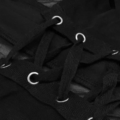 Feather Lace Mesh Vest Pleated Midi Skirt Set | Sheer Two Piece | noémi